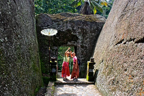 blessing eachother before entering an ancient temple complex