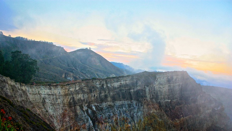 sunrise over the Kelimutu volcano sunrise over the Kelimutu volcano