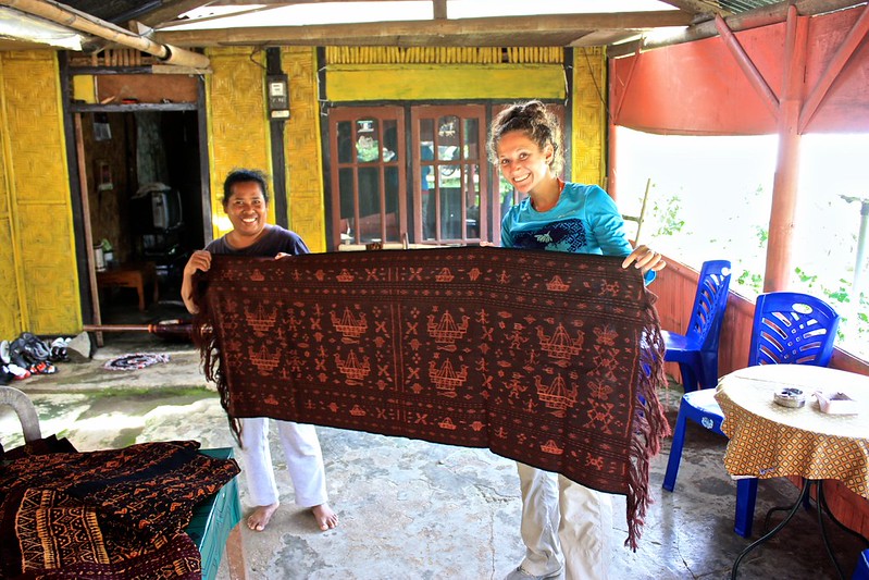Lina and Juwita with traditonal ikat Lina and Juwita with traditonal ikat
