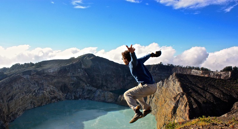 me jumping in to the Kelimutu volcano me jumping in to the Kelimutu volcano