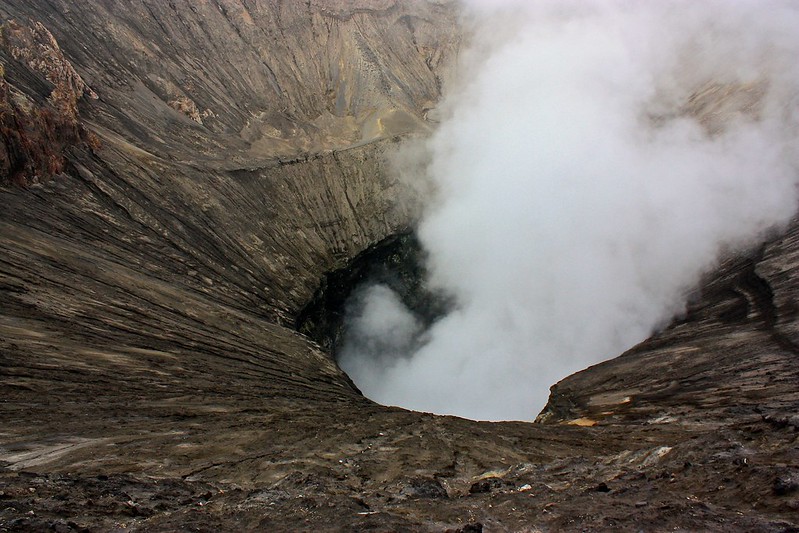 in the crater... at certain times of the year locals sacrafice wild animals here. the poor actually stand at the bottom to try and catch a meal.
