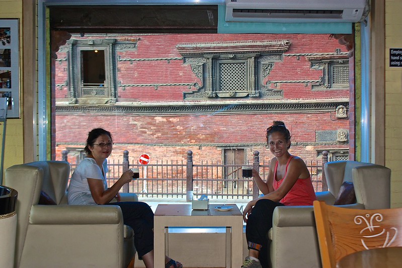 Lina and Olga enjoying real espresso drinks most likely at Himalayan Java Lina and Olga enjoying real espresso drinks most likely at Himalayan Java