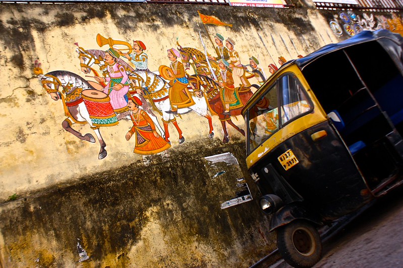 Street art and auto rickshaw Street art and auto rickshaw
