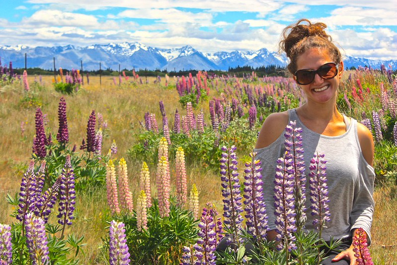Lina with Lupine flowers Lina with Lupine flowers