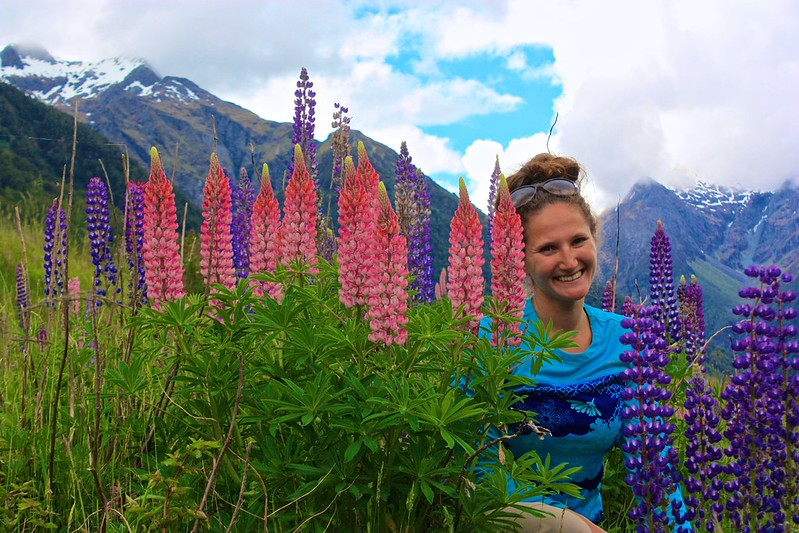 Lina with Lupine flowers Lina with Lupine flowers