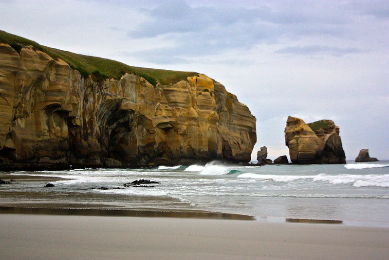the beach of Tunnel Beach in Dunedin the beach of Tunnel Beach in Dunedin