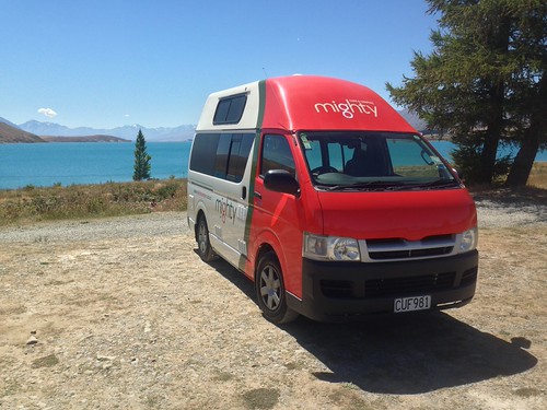 Our Mighty Campervan in front of Lake Tekapo