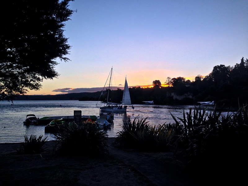 the view we "camped" at overnight in Taupo in our campervan the view we "camped" at overnight in Taupo in our campervan