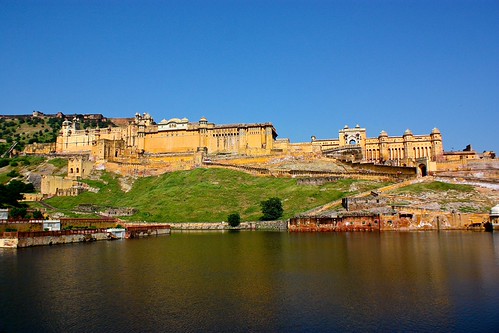 Amber Fort and its glowing reflection