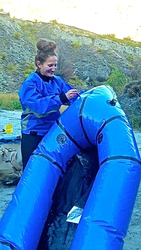 Lina setting up her packraft outside of Queenstown New Zealand with Expedition X Lina setting up her packraft outside of Queenstown New Zealand with Expedition X