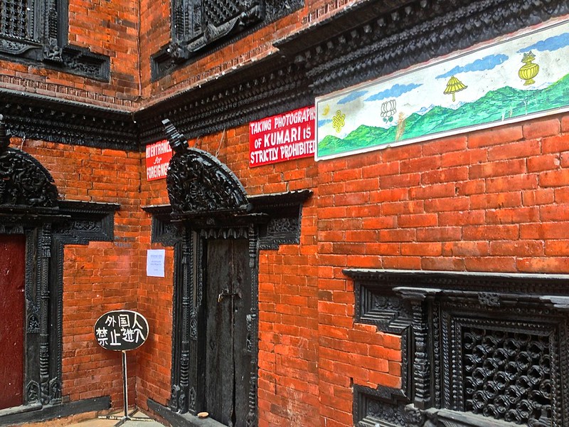 can't take photo of Kumari? Take a picture of the sign that says so can't take photo of Kumari? Take a picture of the sign that says so