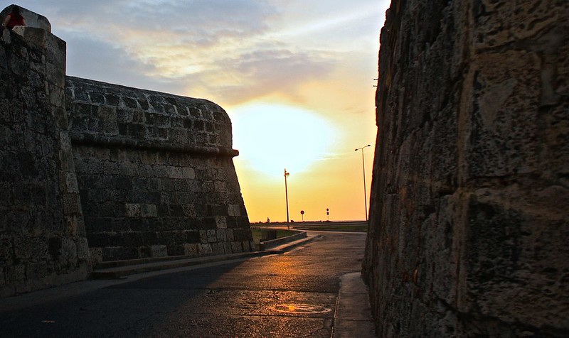 sunset over the wall in Cartagena sunset over the wall in Cartagena