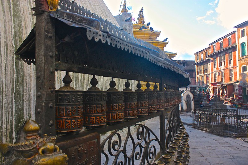 prayer wheels at Monkey Temple prayer wheels at Monkey Temple