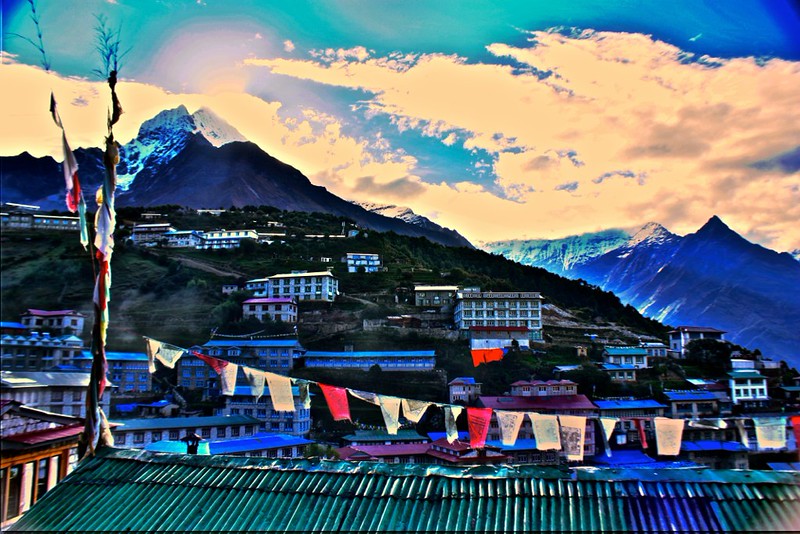 Namche Baazar in the morning - view from our guesthouse window