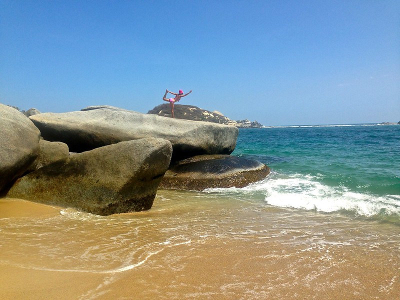 Bow pose on La Piscina, Tayrona Bow pose on La Piscina, Tayrona