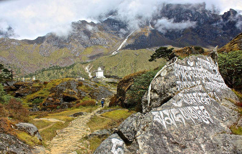 Mantras and a Gompa on our day hike above Namche Baazar