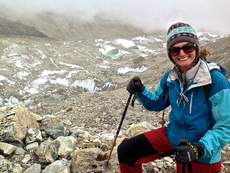 Walking along the Khumbu Glacier towards Gorak Shep