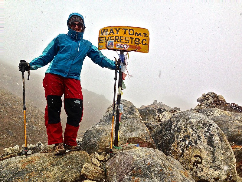 This is really one of the only Everest Base Camp signs we've seen. Took it in a snow storm