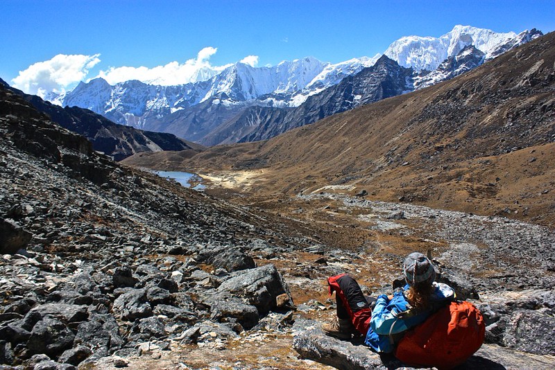 Lina soaking in the views on the other side of Renjo La pass... Today we feel like we're in the Lord of the Rings Lina soaking in the views on the other side of Renjo La pass... Today we feel like we're in the Lord of the Rings