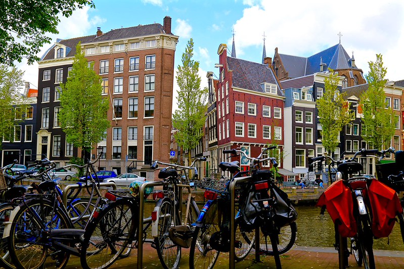 Amsterdam in one picture: bikes, canals, and leaning historic houses Amsterdam in one picture: bikes, canals, and leaning historic houses