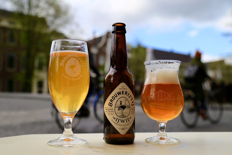 Brouwerij't Ij Ijwit Amsterdam Beer, with a perfect Amsterdam background. Brouwerij't Ij Ijwit Amsterdam Beer, with a perfect Amsterdam background.