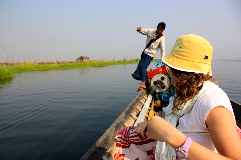 our boat driver hopping around to the other side of the engine our boat driver hopping around to the other side of the engine