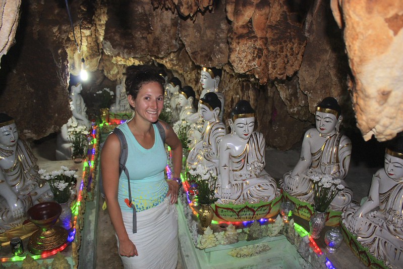 Lina in a cave full of Buddhas Lina in a cave full of Buddhas
