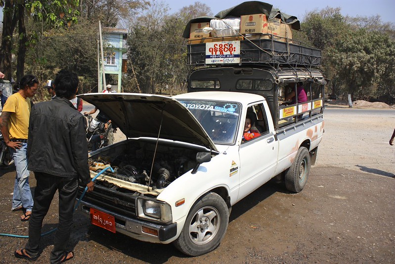 after a huge climb North of Mandalay towards Pyin Oo Lwin, we stopped to flush the radiator with fresh water