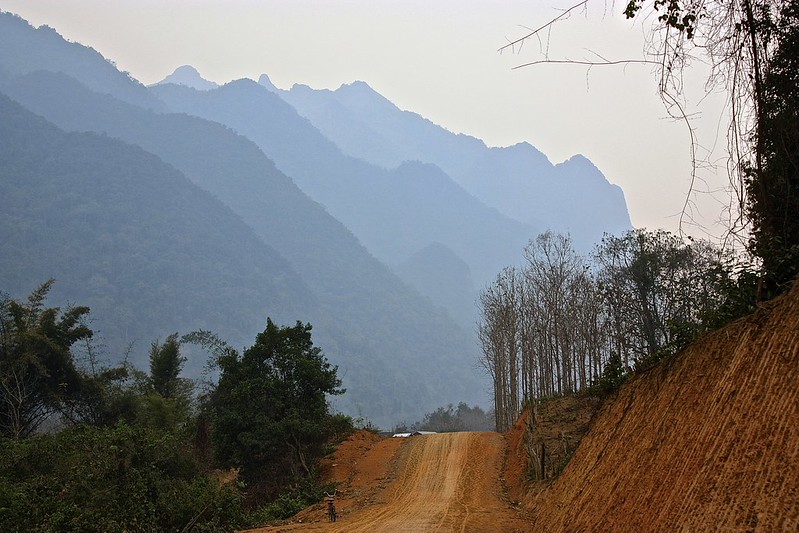 a newly built road leads back to town