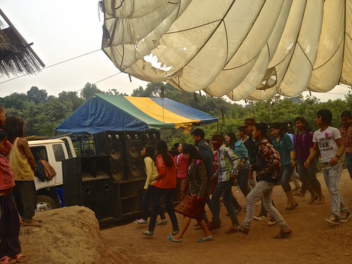 dancing at an Akha tribe wedding outside of Muang Sing