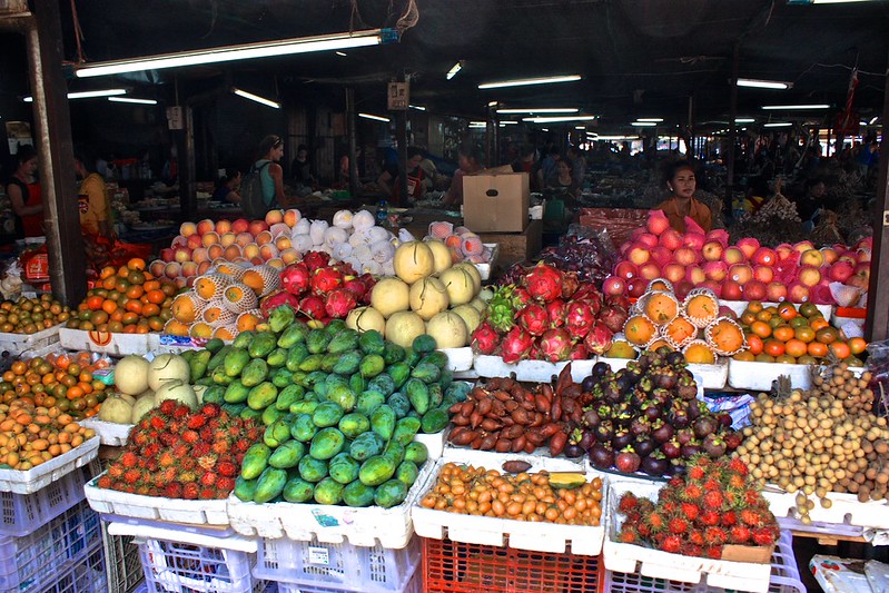 The local market, full of interesting fruit