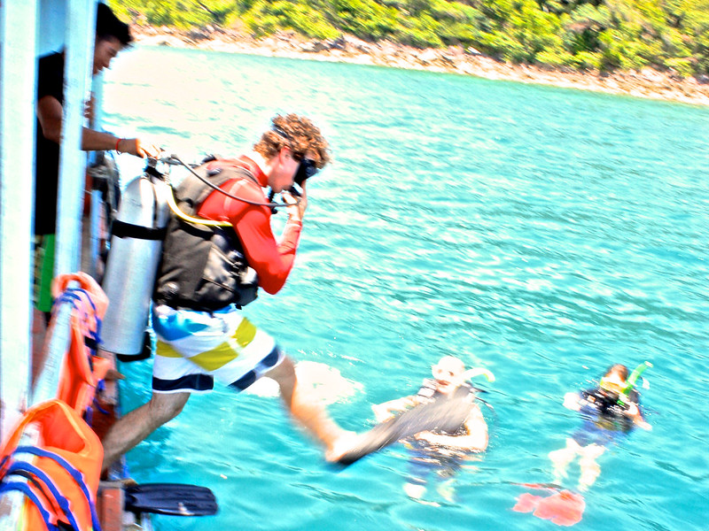 stepping off the dive boat stepping off the dive boat