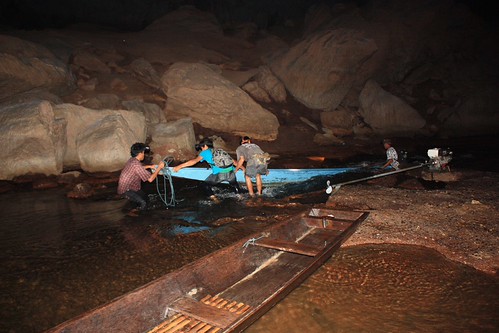 had to pull the boat up a shallow waterfall