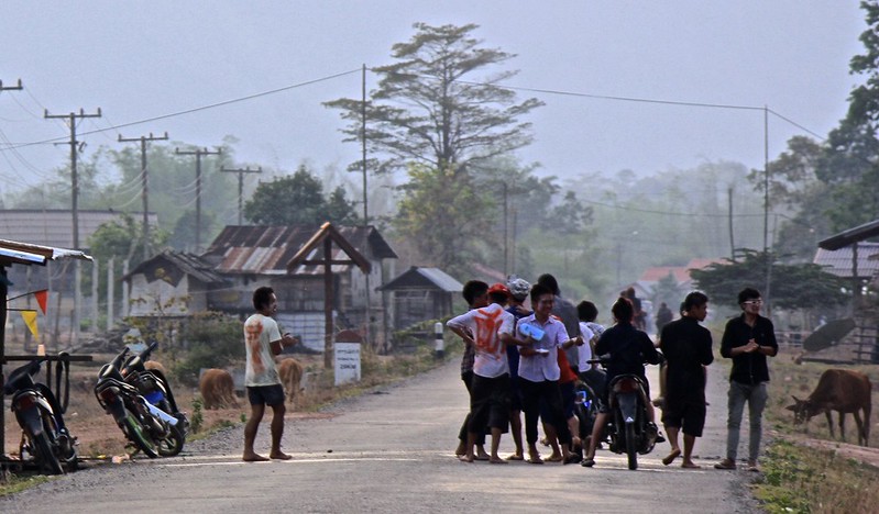 kids set up a roadblock for new years. dumping water and throwing baby powder on anyone to pass by (including us!) kids set up a roadblock for new years. dumping water and throwing baby powder on anyone to pass by (including us!)