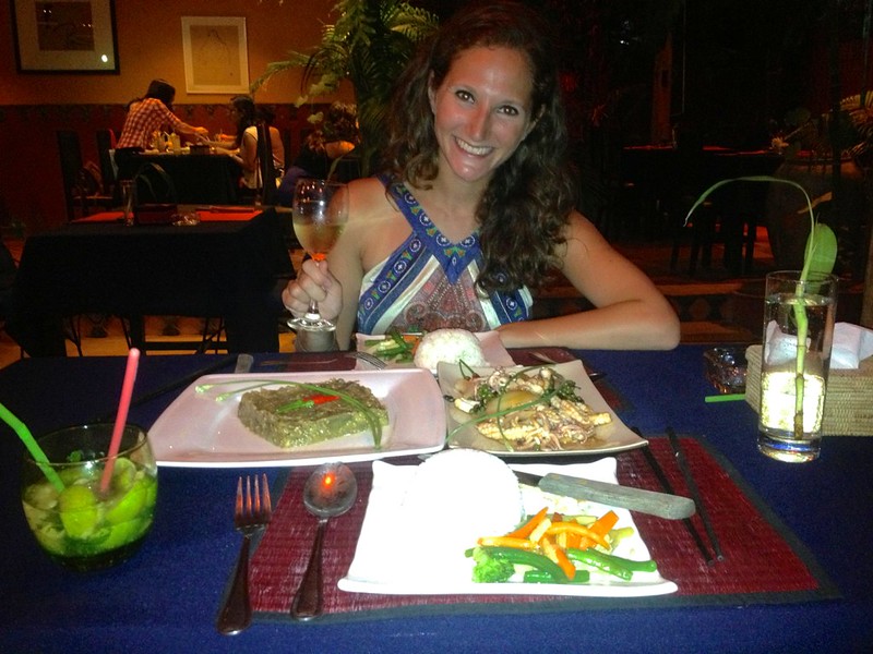 Lina and I with a delicious meal at Touiche Lina and I with a delicious meal at Touiche