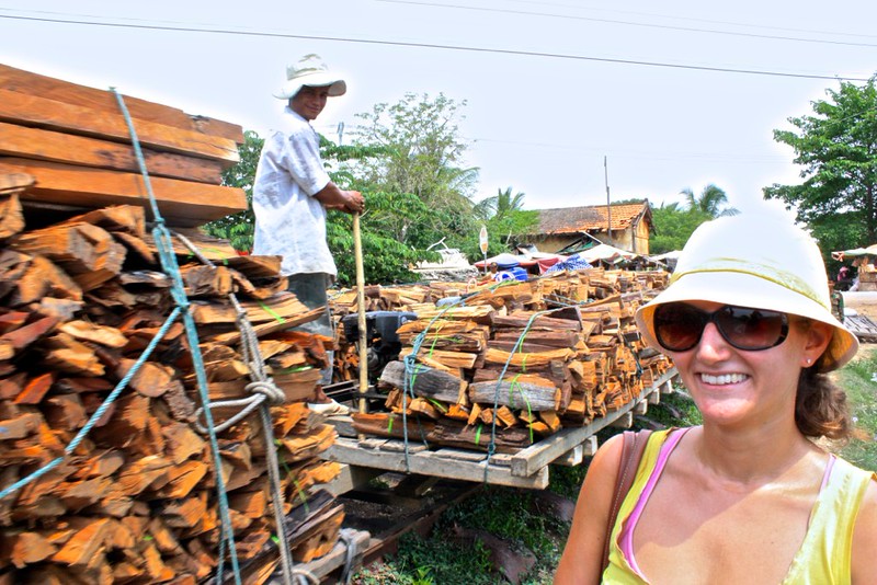 bamboo "trains" with gas motors
