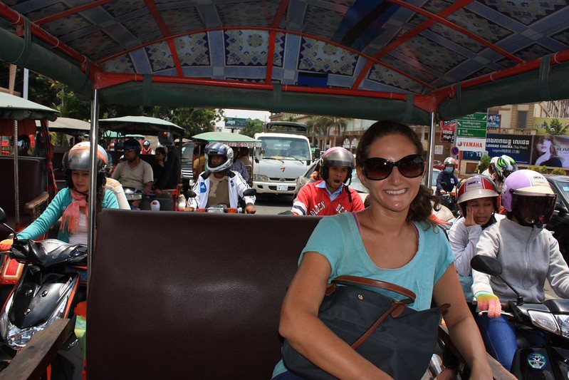 crazy motorbike traffic in Phnom Penh. We're surrounded! crazy motorbike traffic in Phnom Penh. We're surrounded!