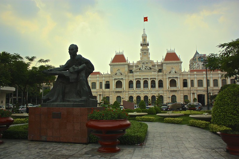 Ho Chi Minh statue in front of Saigon's city hall