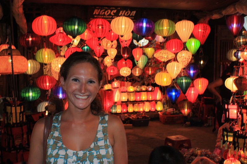 Lina in front of a Hoi An lantern shop Lina in front of a Hoi An lantern shop