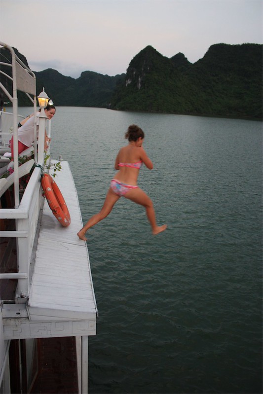 Lina jumping off of our boat Lina jumping off of our boat